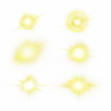 6款黄色光芒效果发光感光效果装饰988034PSD免抠图片素材