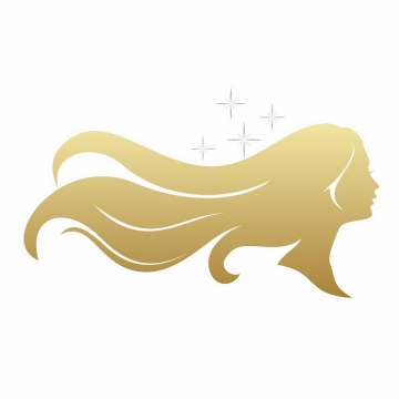 金色长发美女侧影头发美容美发logo设计方案png图片免抠矢量素材