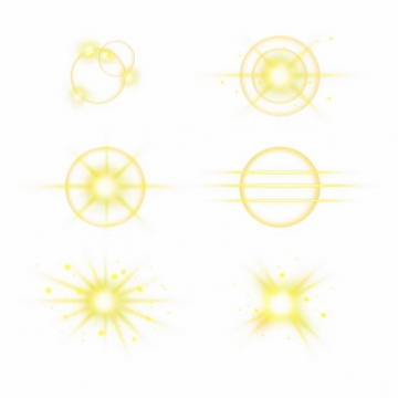 6款黄色光芒效果发光感光效果光晕装饰241161PSD免抠图片素材