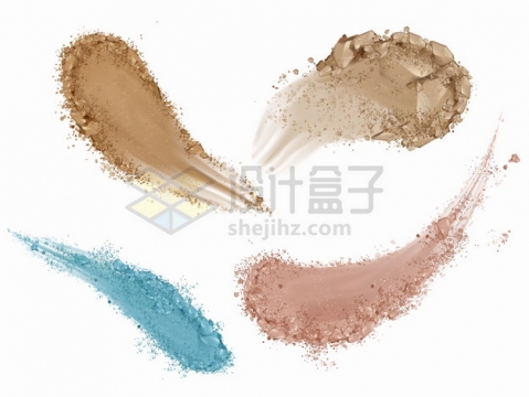 4种颜色的粉末粉底涂抹笔触效果化妆品美妆品png图片素材
