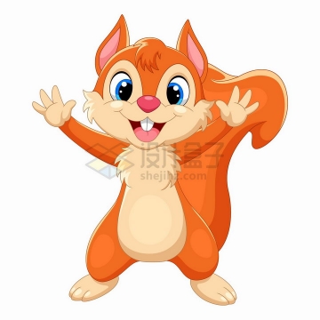 开心的松鼠可爱卡通动物png图片免抠矢量素材