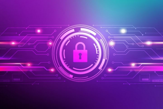 科幻风格紫色网络安全密码锁图案背景图片