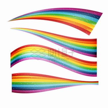 4款点缀了白色斑点的七彩虹装饰png图片免抠矢量素材