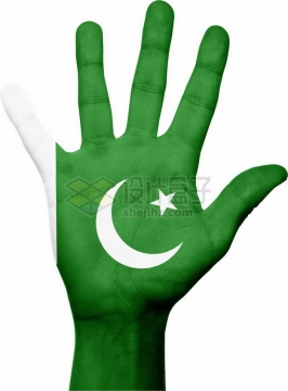 印有巴基斯坦国旗图案的手掌png免抠图片素材