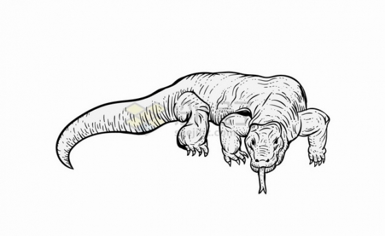 科莫多巨蜥手绘线条插画png图片素材
