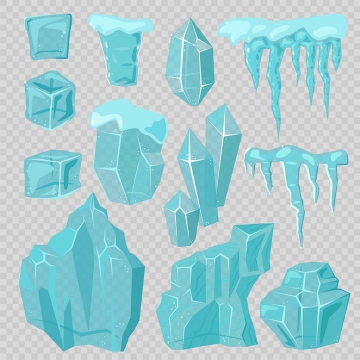 各种淡蓝色的冰块冰凌冰山图片免抠矢量素材