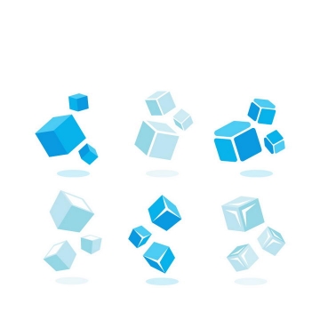 6款蓝色立方体立方块图案图片免抠矢量素材