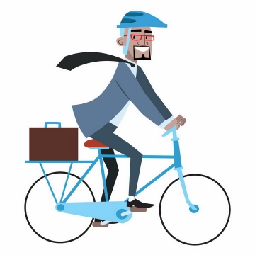 卡通商务男士骑着自行车png图片免抠矢量素材