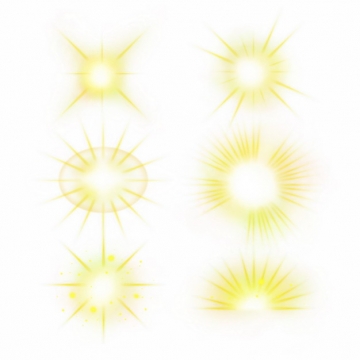 6款黄色光芒效果发光感光效果光晕装饰832768PSD免抠图片素材