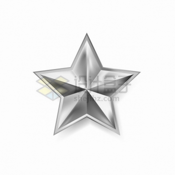 金属银色的立体五角星png图片素材