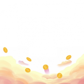 漫画风格黄色的云朵和金币装饰757601图片素材