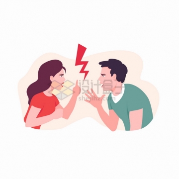 吵架的男人和女人夫妻情侣吵架扁平插画png图片素材