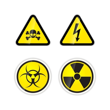 当心小心有毒物质触电核辐射医疗废弃物提示牌警告标志警示标牌图片免抠矢量素材