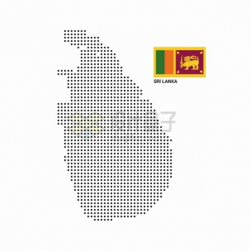 黑色圆点组成的斯里兰卡地图和国旗图案png图片素材