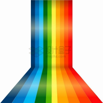 折叠向上的七彩虹形状png图片免抠矢量素材