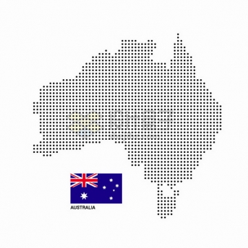 黑色圆点组成的澳大利亚地图和国旗图案png图片素材