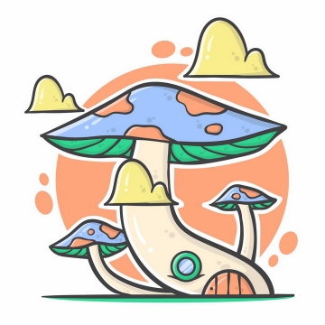MBE风格卡通蘑菇png图片免抠矢量素材