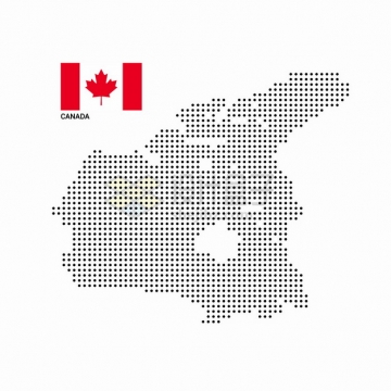 黑色圆点组成的加拿大地图和国旗图案png图片素材