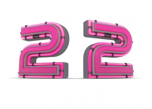 C4D风格粉红色3D立体数字二2艺术字体756102免抠图片素材