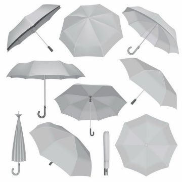 各种不同角度的银灰色雨伞png图片免抠eps矢量素材