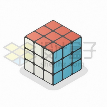 彩色三阶魔方立方体图案png图片免抠矢量素材