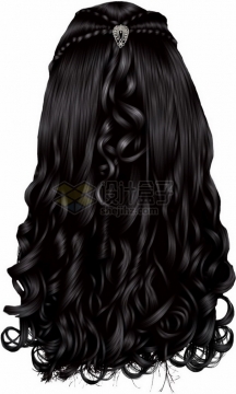 乌黑亮丽的女性卷发造型发型png免抠图片素材
