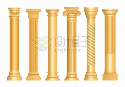 6款金色古罗马柱子石柱833245png图片素材