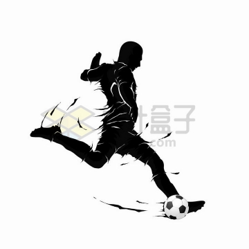 抽象运动员飞起一脚正在踢足球剪影png图片免抠矢量素材