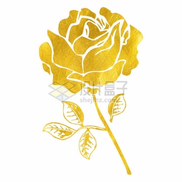 黄金纹理剪纸风格金叶子花朵png图片免抠矢量素材