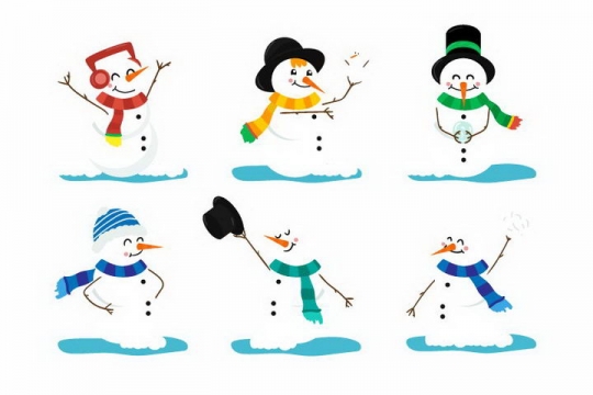 6款可爱的卡通雪人冬天配图免抠图片素材