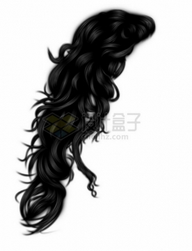 乌黑亮丽的女性长发卷发造型发型png免抠图片素材