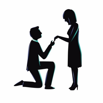 男人单膝下跪牵着女朋友的手求婚png图片免抠矢量素材