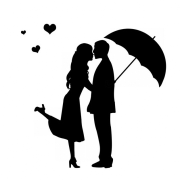 情人节打伞拥抱的情侣剪影911855免抠图片素材