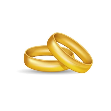 两颗黄金戒指结婚戒指免抠矢量图片素材