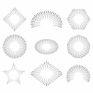 9款方形扇形多边形风格放射线烟花线条图案png图片免抠矢量素材