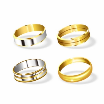 4款铂金戒指盒金戒指结婚戒指png图片免抠矢量素材