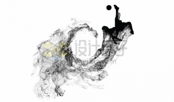 抽象创意足球运动员踢足球剪影烟雾效果418051图片素材