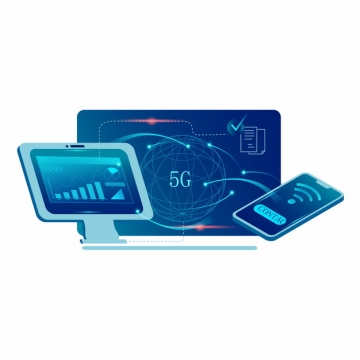 蓝色5G技术应用和手机平板818911png图片素材