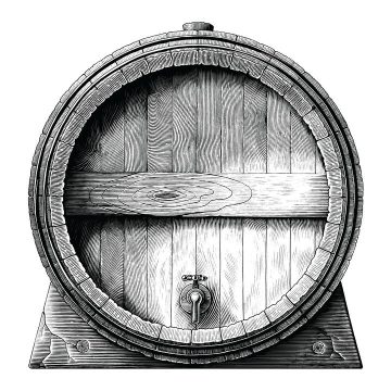 黑色手绘啤酒桶葡萄酒桶正面图图片免抠矢量图素材