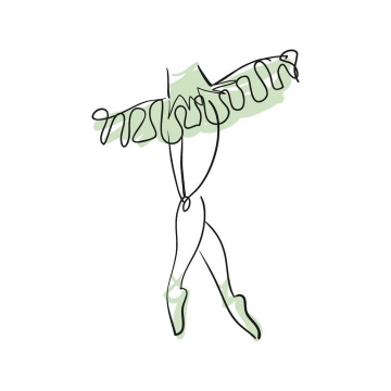 手绘涂鸦线条风格绿色芭蕾舞舞裙展示效果免抠矢量图片素材