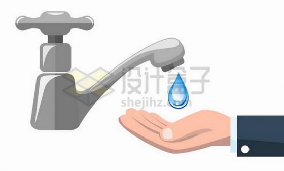拧开水龙头流下一滴水滴洗手png图片免抠矢量素材