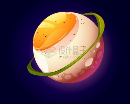 抽象卡通鸡蛋星球露出蛋黄png图片免抠eps矢量素材