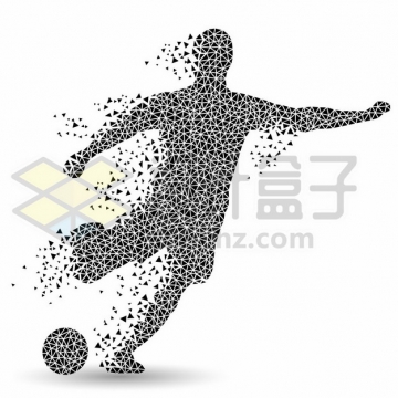 创意黑色三角形组成的足球运动员踢足球115515图片素材