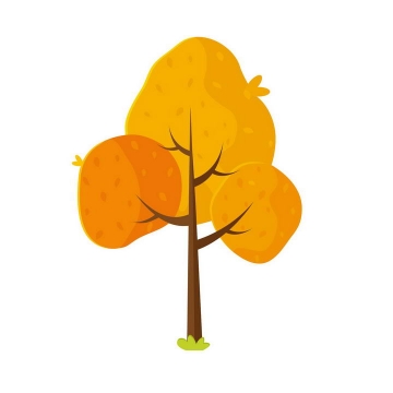 手绘风格秋天枯黄的树木免抠PNG图片素材