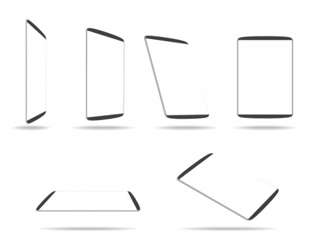 6款不同角度的空白平板电脑图片免抠矢量素材