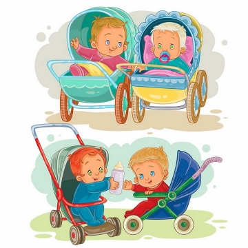 2款坐在婴儿车中玩耍的宝宝png图片免抠素材