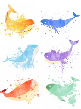 6款水彩画涂鸦风格鲸鱼玄幻唯美插画783061图片素材
