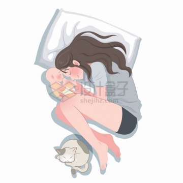 妈妈抱着宝宝睡觉母亲节卡通插画png图片素材