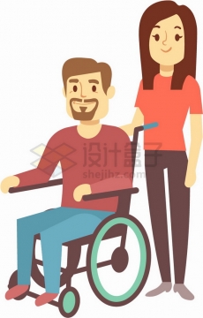女孩帮助坐轮椅的残疾人全国助残日关爱残疾人png图片素材43657687