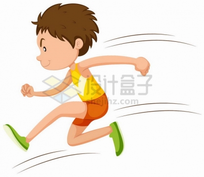 卡通男孩正在快速奔跑跳跃png图片免抠矢量素材